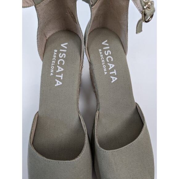 Viscata Estartit Limited Edition Canvas Espadrille Wedges Sage Green 40 US 9 - Picture 7 of 9